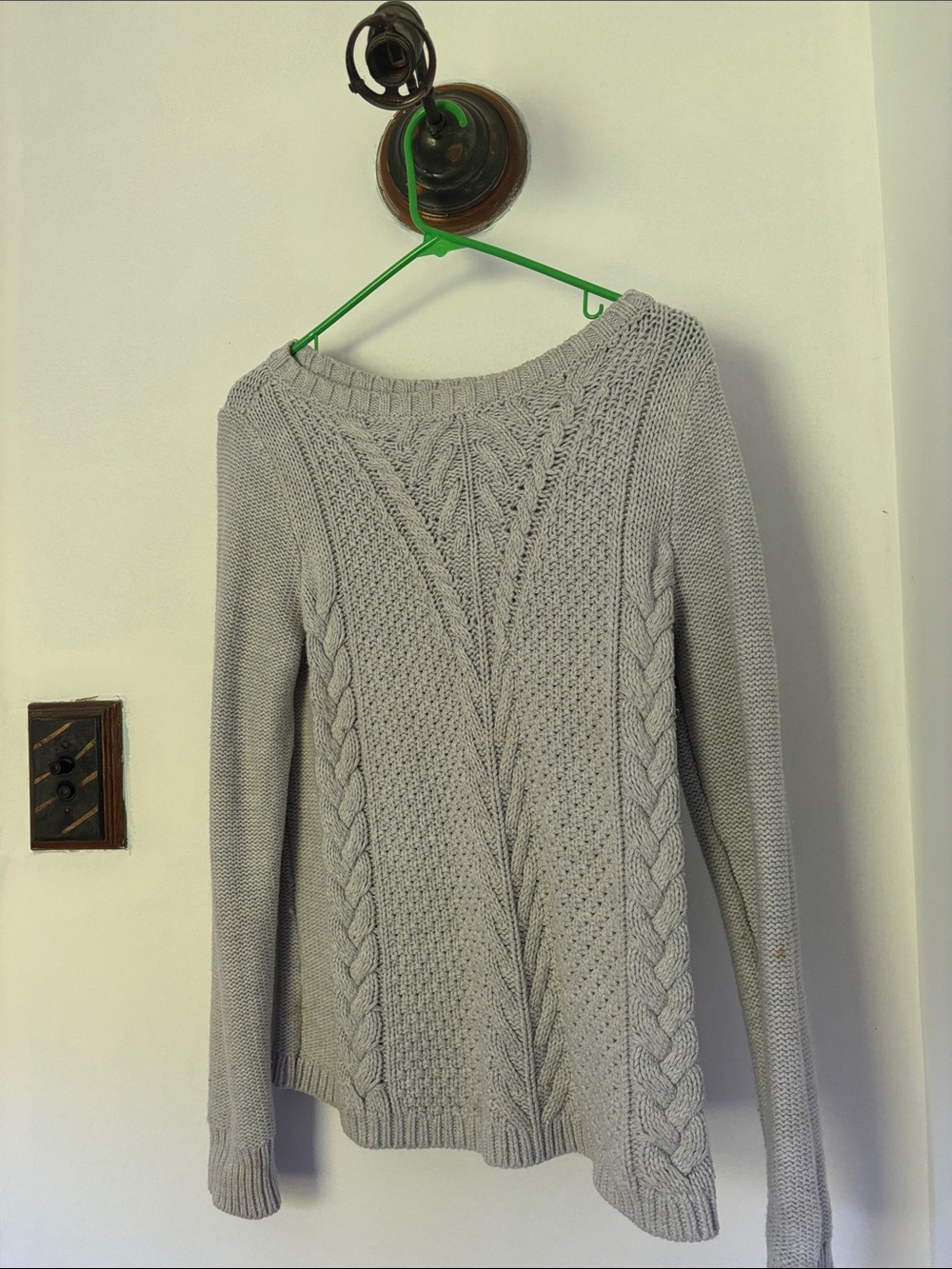 Banana Republic Light Gray Cable Crewneck Sweater